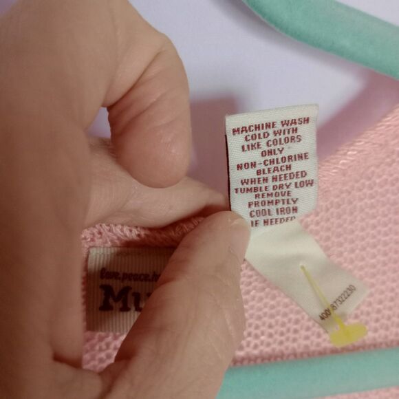 ⭐ Mudd Womens Short Dolman Sleeve Open Knit Cardigan Sweater Peach Oversized Med - Picture 7 of 7